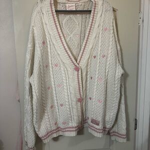 Taylor Swift Cream and Pink Heart Sweater